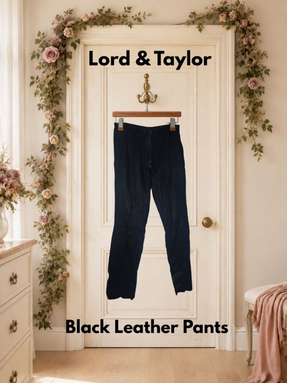 Lord & Taylor Black Leather Pants w Pockets Petite 6P for Women Girls Goth Punk